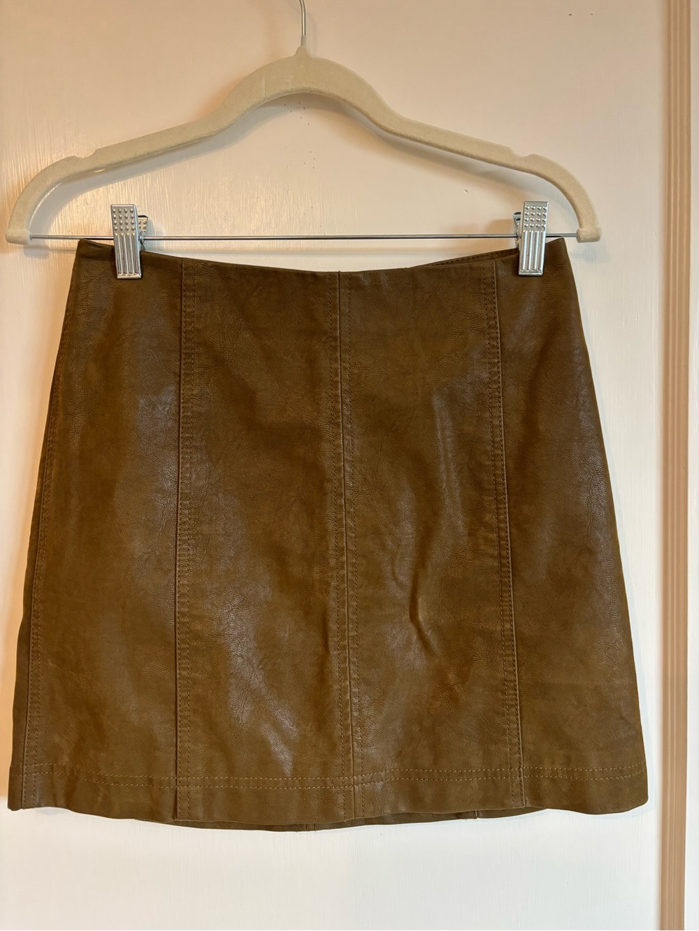 Free People Green/Brown Suede Mini Skirt